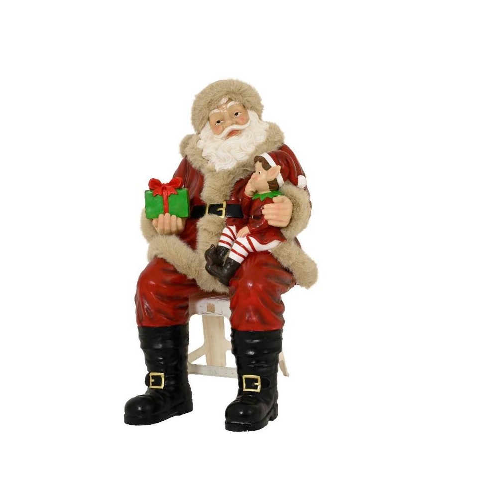 BABBO NATALE SEDUTO CON ELFO H.138